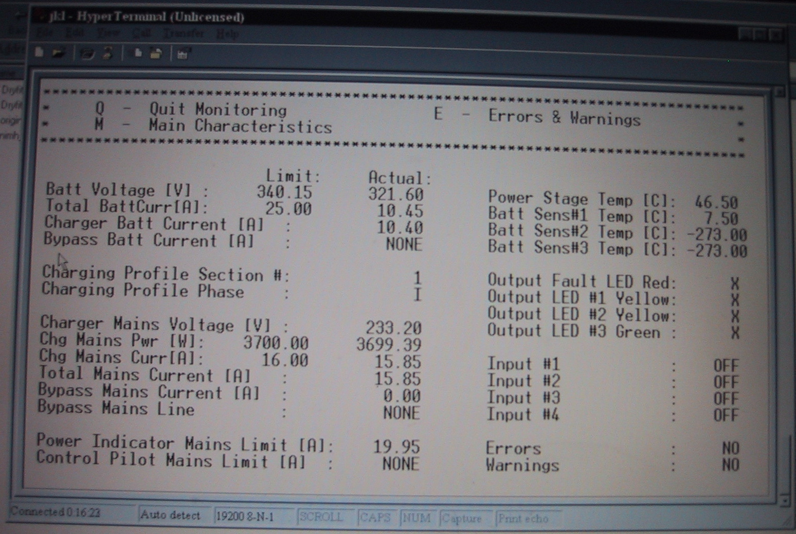 Charger monitor screenshot.